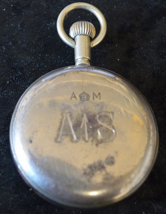 Long pendant RAF pocket watch 'Non-Luminous R.A.F. Repair' to dial & AM  AS with arrow to back - Image 2 of 3