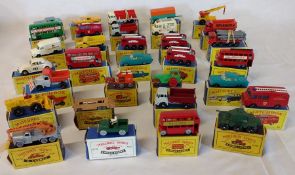 32 boxed Matchbox Series Lesney vehicles including London Trolleybus No. 56, Lomas Ambulance No. 14,