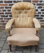 Victorian upholstered button back open armchair