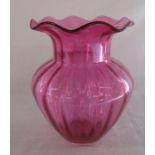 Large cranberry glass vase H 24 cm