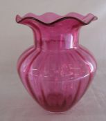 Large cranberry glass vase H 24 cm