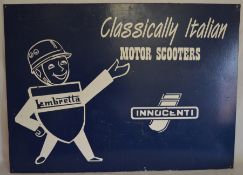 Large metal Lambretta Motor Scooter sign 94cm by 68cm