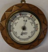 M & M Nutt Sheffield oak framed aneroid barometer
