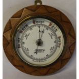 M & M Nutt Sheffield oak framed aneroid barometer