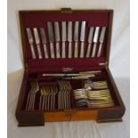 Cased Elkington & Co. half canteen of silver cutlery (6 place settings) in an Art Deco box. Total