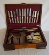 Cased Elkington & Co. half canteen of silver cutlery (6 place settings) in an Art Deco box. Total