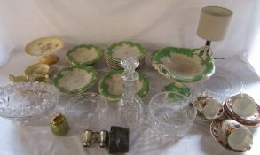 Various ceramics inc Victorian comport set (af), glassware inc decanter, opera glasses, table lamp &