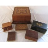 Various wooden boxes and a jewellery box