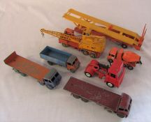 Selection of playworn Dinky vehicles - 20 ton lorry mounted crane, Guy, Tractor unit, Foden and