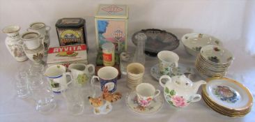Various ceramics inc Laura Ashley and Ringtons, tins, glassware and silver plate