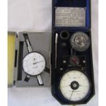 Minutoys dial indicator & a Smiths Industrial Instruments Ltd Tachometer speed indicator