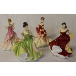 4 Royal Doulton Pretty Ladies figurines, Summer Ball, Winter Ball, Spring Ball and Autumn Ball