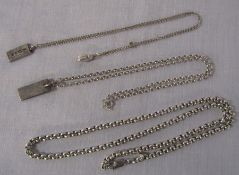 3 silver chains together with 3 silver pendants / bars total weight 1.76 ozt