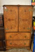 1920s Queen Anne style walnut veneer drinks cabinet