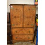 1920s Queen Anne style walnut veneer drinks cabinet