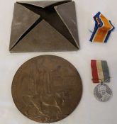 Death Penny to Joseph Henry Fryman, George V Queen Mary Coronation medal and spare medal ribbon