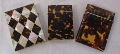 3 tortoiseshell card cases H 4" and 3.5 "