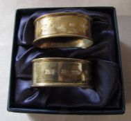 Boxed pair of silver napkin rings weight 1.03 ozt