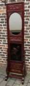 Chinese lacquer screen with inset oval mirror