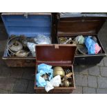 3 tin trunks of paraffin lamp parts