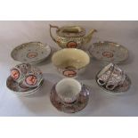 19th century Staffordshire part tea service decorated with silver lustre in a floral design and a