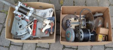 2 boxes containing Wolf & other tools including a grinder