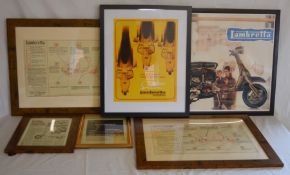 2 framed Lambretta Lubricant charts & other framed Lambretta posters (6)