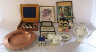 Various ceramics inc Staffordshire style money box, Dr Barnados money box, Crown Staffordshire