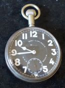 Long pendant RAF pocket watch 'Non-Luminous R.A.F. Repair' to dial & AM  AS with arrow to back