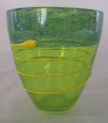 Ed Burke green studio glass vase signed to underside H 13 cm