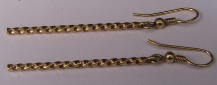 Pair of 9ct gold twisted drop earrings (length from top of earring 5.5 cm) weight 2.9 g