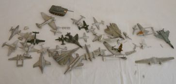 Quantity WWII & after cast metal planes & a tank AF for war games / reinactments