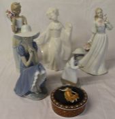 2 Lladro figurines small girl "Mis Pequenines" and seated lady "La Pemela" (both with boxes), Mary