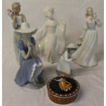 2 Lladro figurines small girl "Mis Pequenines" and seated lady "La Pemela" (both with boxes), Mary