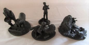 4 bronze effect figures of farmer, farm animals etc (1 af) inc Tom Mackie, P Parsons & Welphick
