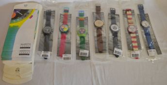 7 Swatch Chrono 1990's wristwatches in packets