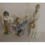 2 Nao boy figures & figurine of a young lady