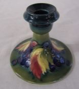 Moorcroft leaf and berries design candlestick H 11 cm initialled WM to underside