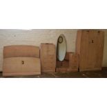 Art Deco bedroom suite comprising of  wardrobe H 187 cm L 122 cm W 46 cm, cabinet H 122 cm L 64 cm W