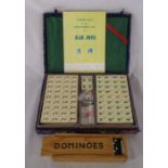 Chinese Mahjong game (sealed) & a box of dominoes