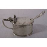 Silver mustard pot complete with liner weight 1.68 ozt Birmingham 1939 with silver plated spoon