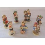 7 Goebel hummel figures of children (1 with chip to hair)