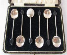 Cased set of silver coffee bean spoons Birmingham 1926 weight 1.17 ozt