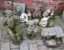 Selection of animal and figural garden ornaments