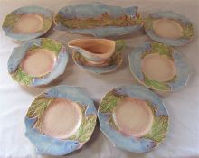 H Wain & Sons Melba ware fish design service consisting of large serving plate, 6 plates & a sauce