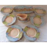 H Wain & Sons Melba ware fish design service consisting of large serving plate, 6 plates & a sauce