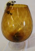 Beswick Siamese cat & mouse in large amber glass