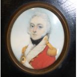 19th century portrait miniature of General William Taylor, bust length, in profile, wearing military