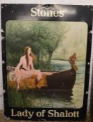 Stones Lady of Shalott (now demolished Louth pub) painted sign 128cm by 92cm