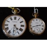Limit gold plated pocket watch retailer John A Jackson Scunthorpe & a Goliath pocket watch with Duxa